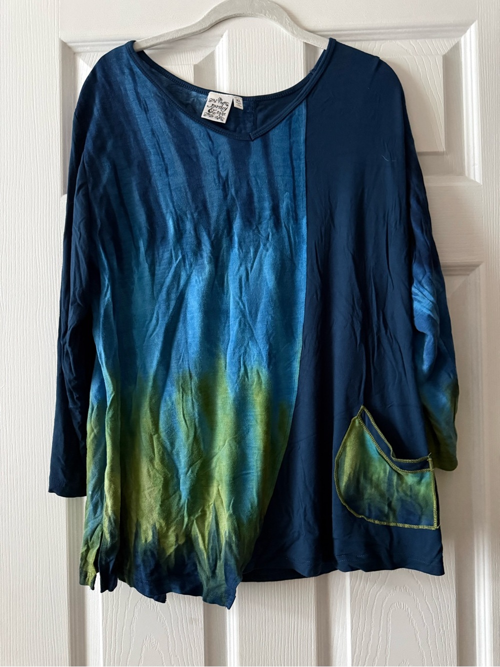 Parsley & Sage Boho Abstract Tie Dye Long Sleeve Tunic XL